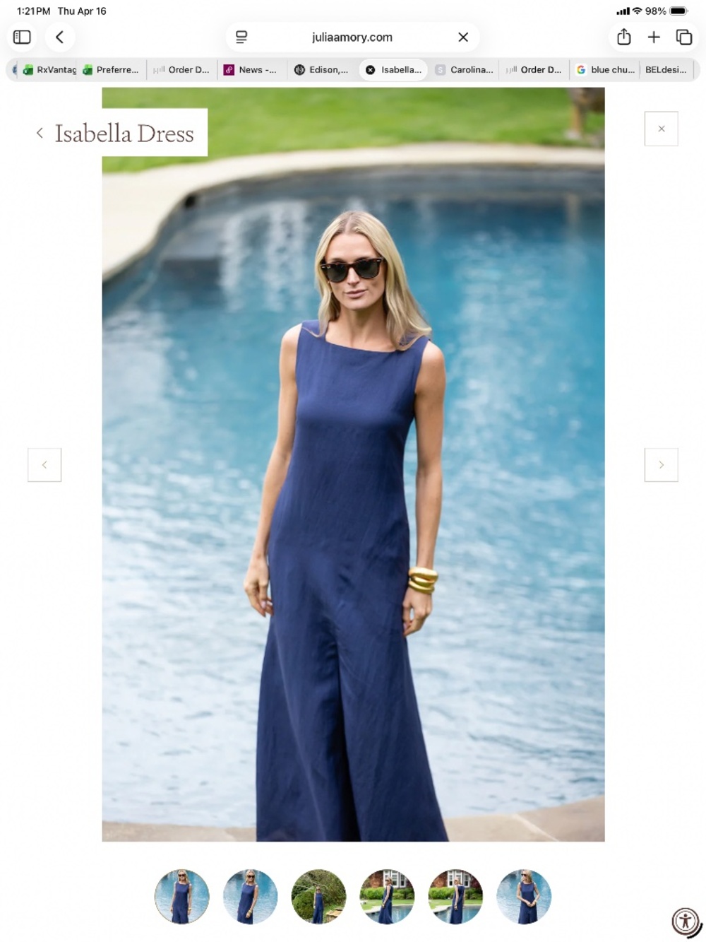 Julia Amory Isabella Dress Blue Small
